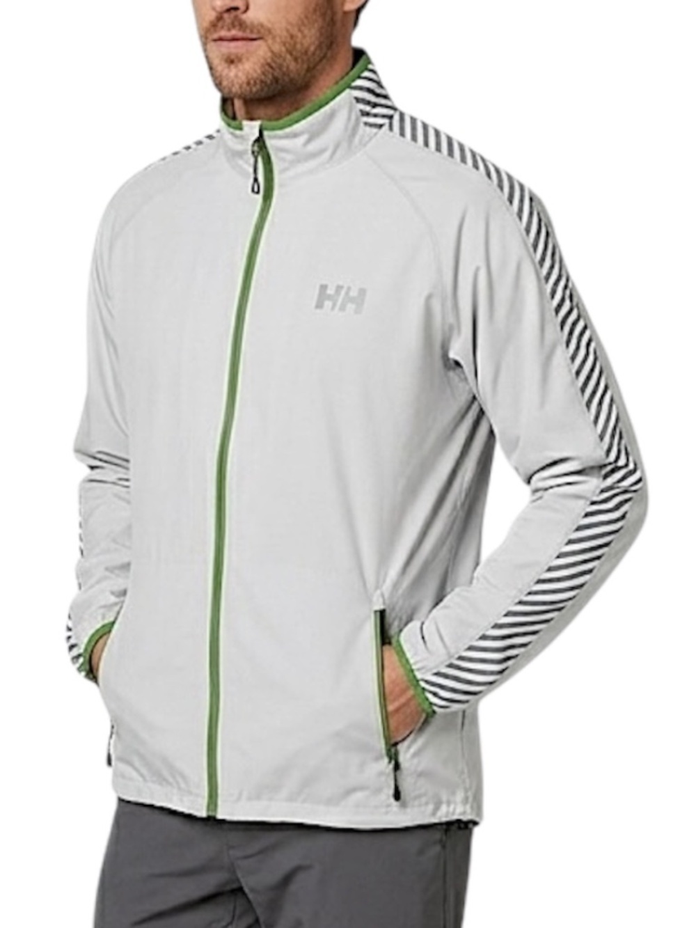 Helly Hansen grey white stripe shoulder lightweight jacket XL
